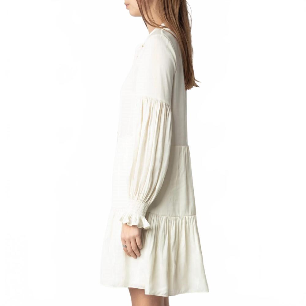 NEW ZADIG & VOLTAIRE randy satin boho mini dress in flake ivory - Picture 4 of 4